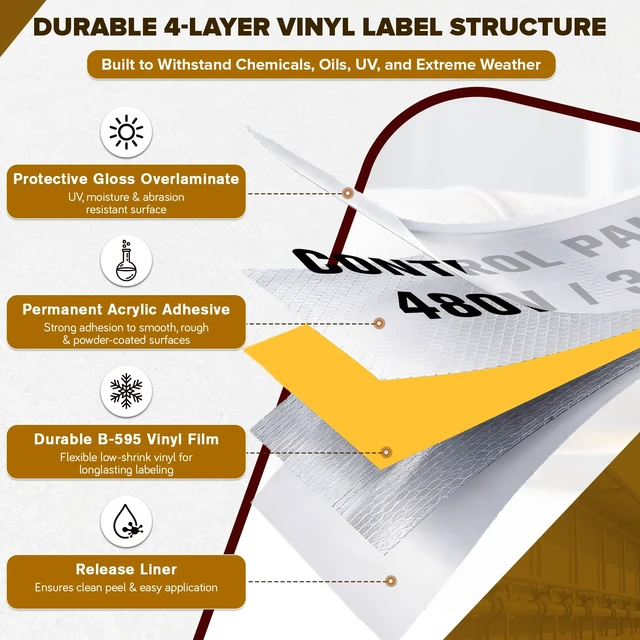 Alt view image 4 of 7 - Replacement for Brady All Weather Permanent Adhesive Vinyl Label Tape, Only Fit for Brady BMP71 Printers(Not Compatible with M710) - 2" x 50', Yellow M7C-2000-595-YL