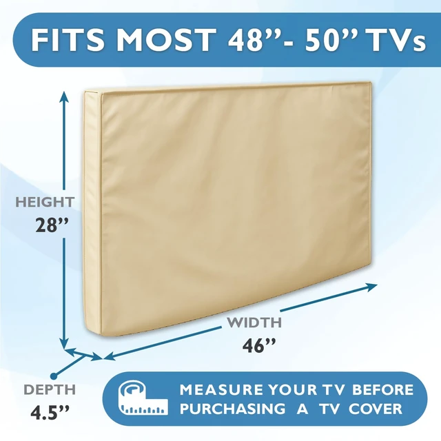 Alt view image 2 of 7 - Outdoor TV Cover 48, 49, 50 inch - WITH FRONT FLAP - Weatherproof, Waterproof protection, Soft Interior, With Bottom cover - Beige
