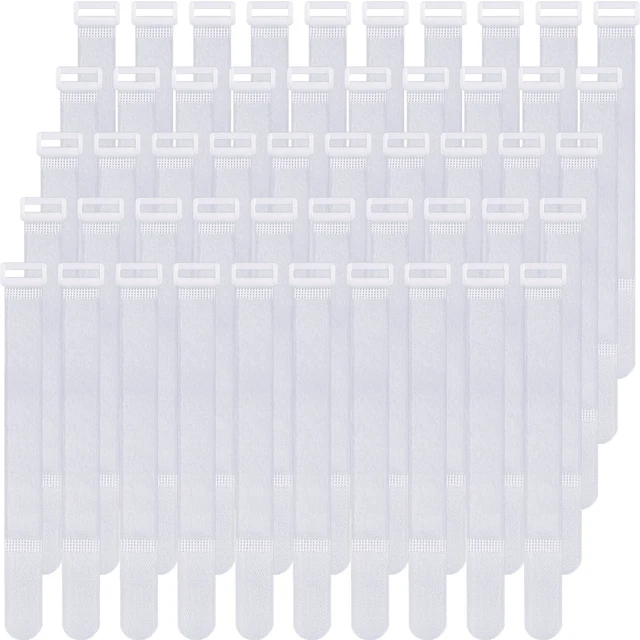 Main image of Adjustable Cable Ties Organizer Fastener with Plastic buckle (White 12Inch 50Pcs)