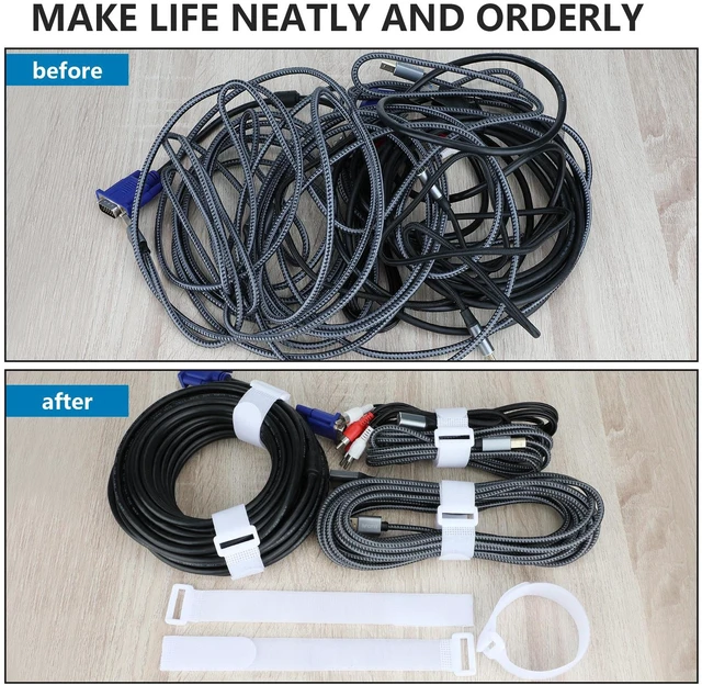 Alt view image 4 of 7 - Adjustable Cable Ties Organizer Fastener with Plastic buckle (White 12Inch 50Pcs)