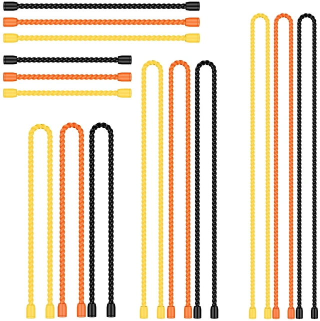 Main image of 15PCS 4/6/12/18/24 Inch Silicone Cable Ties, Reusable Rubber Twist Ties Set Flexible Silicone, Bendable and Reusable; Strong Grip; for Cord Organizer, Cable Management, Home, Office, Travel