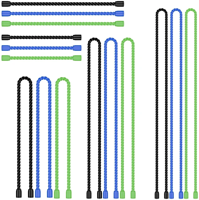 Main image of 15PCS 4/6/12/18/24 Inch Silicone Cable Ties, Reusable Rubber Twist Ties Set Flexible Silicone, Bendable and Reusable; Strong Grip; for Cord Organizer, Cable Management, Home, Office, Travel