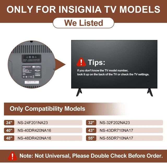 Alt view image 2 of 7 - TV Legs Replacement for Insignia Fire TV, 2PCS TV Stand Legs with Screws, Only Compatible with Insignia NS-40DR420NA16 NS-24F201NA23 NS-43DR620NA18 NS-48DR420NA16 NS-55DR710NA17, Easy to Install