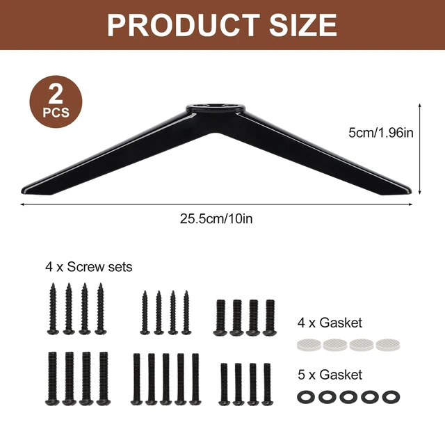 Alt view image 3 of 7 - TV Legs Replacement for Insignia Fire TV, 2PCS TV Stand Legs with Screws, Only Compatible with Insignia NS-40DR420NA16 NS-24F201NA23 NS-43DR620NA18 NS-48DR420NA16 NS-55DR710NA17, Easy to Install