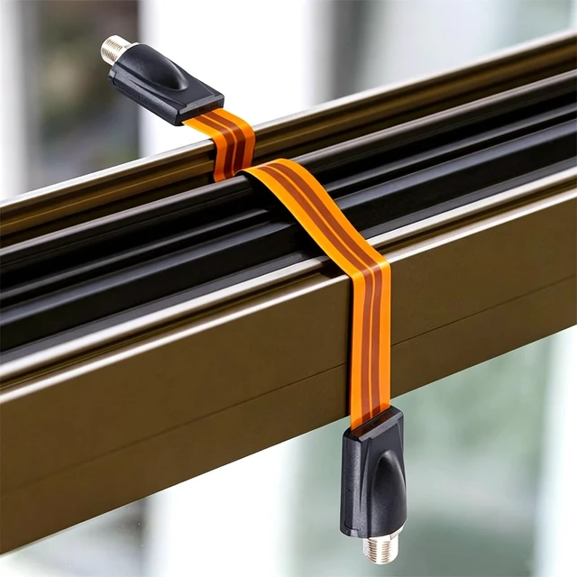 Alt view image 2 of 6 - Flat Coaxial Cable, RG6 F Type Jumper Cable 12in, 2pcs Outdoor TV Antenna Wire, for Windows and Doors Coax Cable, Bends Over Though Window Sill Freely