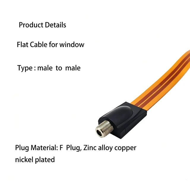 Alt view image 5 of 6 - Flat Coaxial Cable, RG6 F Type Jumper Cable 12in, 2pcs Outdoor TV Antenna Wire, for Windows and Doors Coax Cable, Bends Over Though Window Sill Freely
