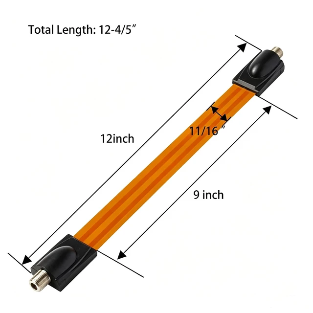 Alt view image 6 of 6 - Flat Coaxial Cable, RG6 F Type Jumper Cable 12in, 2pcs Outdoor TV Antenna Wire, for Windows and Doors Coax Cable, Bends Over Though Window Sill Freely