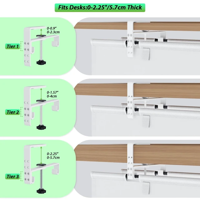 Alt view image 3 of 7 - Under Desk Cable Management Tray 36", No Drill Cord Organizer, White Heavy Duty, Large Capacity, 3-Level Clamp Fit 0"-2.5" Desks, Clamp/Screw Mount, for Home, Office, Gaming, Room, Studio