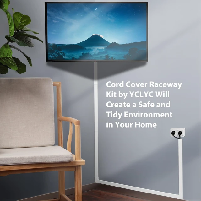 Alt view image 6 of 6 - 157in Cord Covers for Wires on Wall, Large Wall Wire Hider Kit, White Large Cord Hider for Wall Mount TV, Cable Covers for Cords on Wall, Hide Cords Wall Mounted TV, 10 x L15.7in W1.54in H0.74in