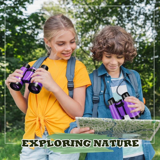 Alt view image 6 of 7 - 24 Pcs Binoculars Bulk Educational Compact Binoculars with Neck String Telescope for Learning Bird Watching Camping Hiking Travel Safaris Birthday Gifts(Purple)