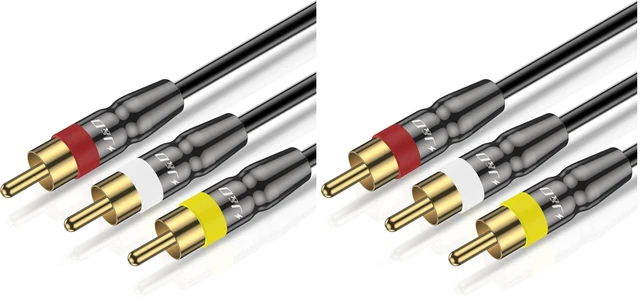 Main image of 3RCA to 3RCA Cable, Gold Plated Connect Joint RCA Cable Heavy Duty Copper Shell 3 RCA Male to 3 RCA Male Stereo Audio Cable, 6 Feet (Pack of 2)