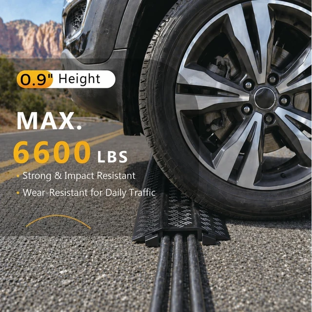 Alt view image 6 of 7 - 2 Pack 40" Cable Protector Ramp, Heavy Duty Outdoor Cord Cover 6600 lbs Low Profile Floor Cable Cover with 1.6" Wide Channel for Driveway, Sidewalk, Garage & Warehouse