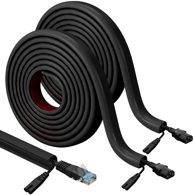 Main image of 2 Pcs Silicone Wall Wire Hider Flexible Cord Hider,Black,Large-10 ft Electric Cord Cover, Self-adhesive, Cable Hider for Wall, Floor, Side Open Wire Covers, for Mounted TV Home Office Management