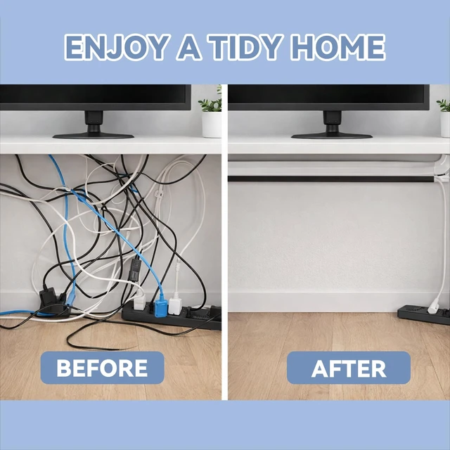 Alt view image 5 of 6 - 2 Pcs Silicone Wall Wire Hider Flexible Cord Hider,Black,Large-10 ft Electric Cord Cover, Self-adhesive, Cable Hider for Wall, Floor, Side Open Wire Covers, for Mounted TV Home Office Management