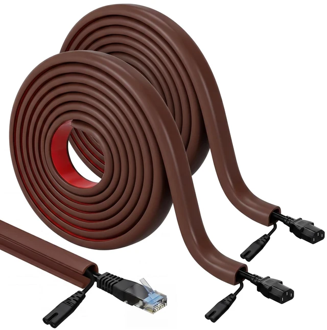 Main image of 2 Pcs Silicone Wall Wire Hider Flexible Cord Hider,Brown,Large-10 ft Electric Cord Cover, Self-adhesive, Cable Hider for Wall, Floor, Side Open Wire Covers, for Mounted TV Home Office Management