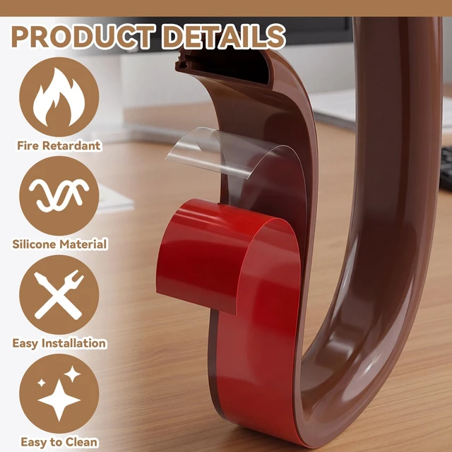 Alt view image 3 of 6 - 2 Pcs Silicone Wall Wire Hider Flexible Cord Hider,Brown,Large-10 ft Electric Cord Cover, Self-adhesive, Cable Hider for Wall, Floor, Side Open Wire Covers, for Mounted TV Home Office Management