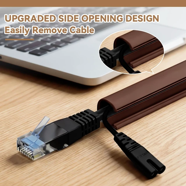 Alt view image 4 of 6 - 2 Pcs Silicone Wall Wire Hider Flexible Cord Hider,Brown,Large-10 ft Electric Cord Cover, Self-adhesive, Cable Hider for Wall, Floor, Side Open Wire Covers, for Mounted TV Home Office Management