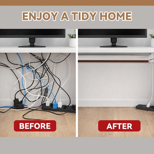 Alt view image 5 of 6 - 2 Pcs Silicone Wall Wire Hider Flexible Cord Hider,Brown,Large-10 ft Electric Cord Cover, Self-adhesive, Cable Hider for Wall, Floor, Side Open Wire Covers, for Mounted TV Home Office Management