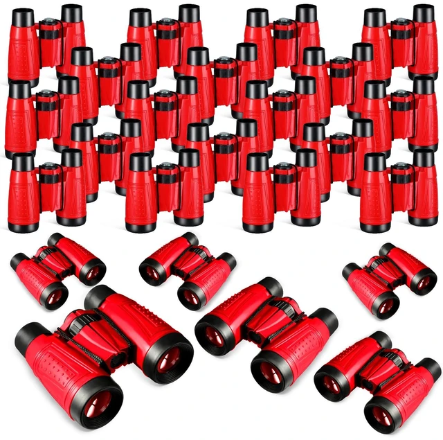 Main image of 24 Pcs Binoculars Bulk Educational Compact Binoculars with Neck String Telescope for Learning Bird Watching Camping Hiking Travel Safaris Birthday Gifts(Red)
