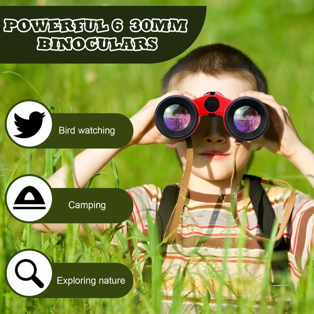 Alt view image 4 of 6 - 24 Pcs Binoculars Bulk Educational Compact Binoculars with Neck String Telescope for Learning Bird Watching Camping Hiking Travel Safaris Birthday Gifts(Red)