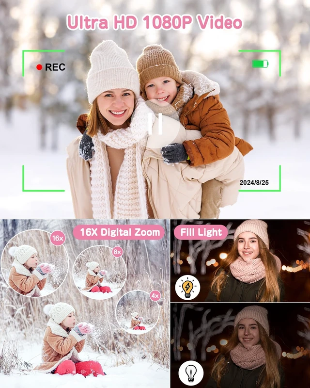 Alt view image 4 of 7 - Kids Camera Instant Print, 48MP Selfie Digital Camera, Pink Kids Christmas Birthday Gifts, 1080P, with Print Paper, 32GB Card, Toddle Toy for 4 5 6 7 8 9 Year Old Boys Girls