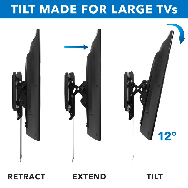 Alt view image 3 of 7 - Advanced Tilt TV Wall Mount Full Tilting Extendable Mounting Bracket Fits 37" - 80" Screen VESA Compatible up to 600x400mm Perfect Above Fireplace Mounting Bracket