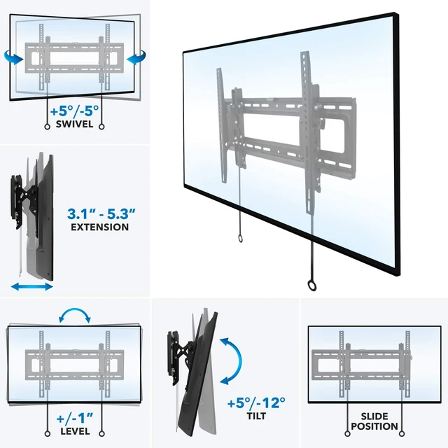 Alt view image 4 of 7 - Advanced Tilt TV Wall Mount Full Tilting Extendable Mounting Bracket Fits 37" - 80" Screen VESA Compatible up to 600x400mm Perfect Above Fireplace Mounting Bracket