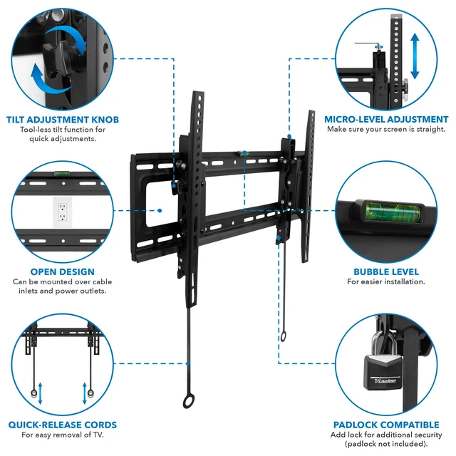 Alt view image 5 of 7 - Advanced Tilt TV Wall Mount Full Tilting Extendable Mounting Bracket Fits 37" - 80" Screen VESA Compatible up to 600x400mm Perfect Above Fireplace Mounting Bracket
