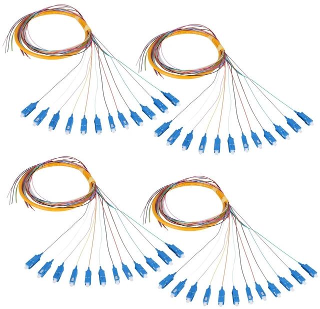 Main image of 12-Strand SC UPC Singlemode Pigtail 1.2m, 4-Pack 12F SC/UPC singlemode fiber pigtails, 9/125um, low insertion loss. For FTTH, data centers, and network patching