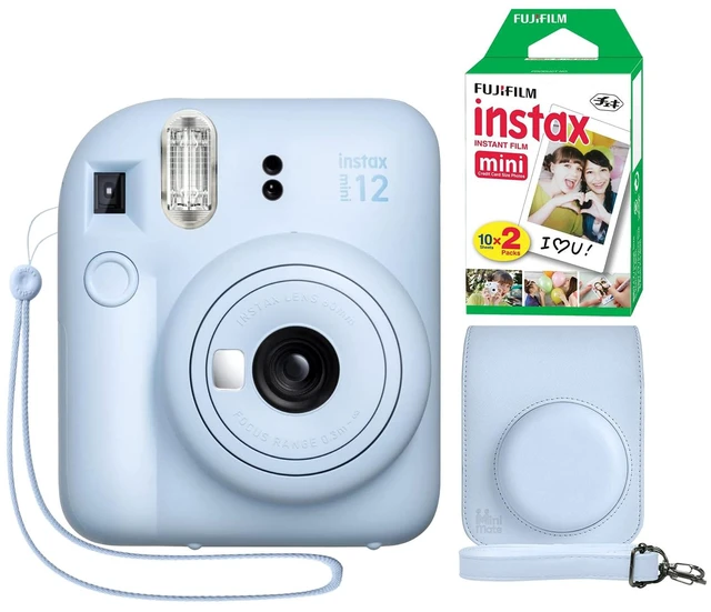 Main image of Instax Mini 12 Instant Camera + Minimate Custom Case + Fuji Instax Film 20 Sheets Twin Pack (Pastel Blue)