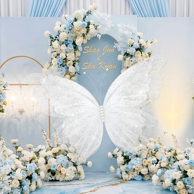 Alt view image 3 of 6 - 47'' Christmas Butterfly Tree Topper, 3D Giant White Decor Oversized 3D Butterfly, Mariposas Grandes Para Decoracion, Butterfly Backdrop with Fishing Line for Xmas Tree, Mantel Decor