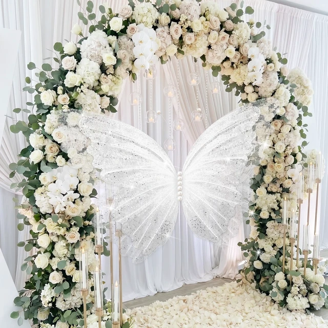Alt view image 4 of 6 - 47'' Christmas Butterfly Tree Topper, 3D Giant White Decor Oversized 3D Butterfly, Mariposas Grandes Para Decoracion, Butterfly Backdrop with Fishing Line for Xmas Tree, Mantel Decor