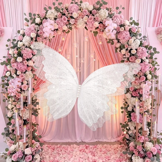 Alt view image 6 of 6 - 47'' Christmas Butterfly Tree Topper, 3D Giant White Decor Oversized 3D Butterfly, Mariposas Grandes Para Decoracion, Butterfly Backdrop with Fishing Line for Xmas Tree, Mantel Decor
