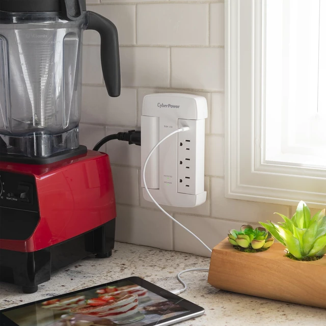 Alt view image 5 of 7 - CSP600WSURC5 Professional Surge Protector 900J/125V, 6 Swivel Outlets, 1 USB-C Charge Port, Wall Tap Design, White, UL listed