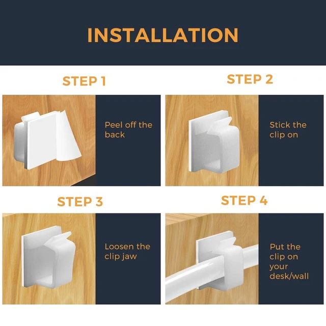 Alt view image 4 of 7 - Cable Clips with Strong Self-Adhesive, R Shape Cable Management TV PC Wire Holder Sticky Tidy and Organizer Cord and Wires - 40 Pcs (White)