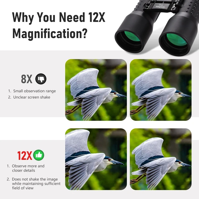 Alt view image 4 of 7 - 12x42 Waterproof Binoculars for Adults with Large Objective Lens Waterproof Binoculars for Adults, Suitable for Bird Watching, Hunting, Travel, Sporting Events and Theater