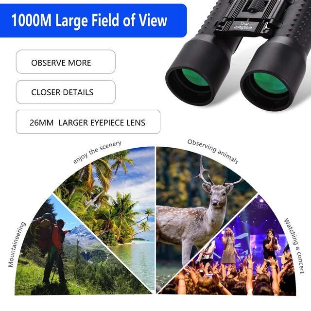 Alt view image 7 of 7 - 12x42 Waterproof Binoculars for Adults with Large Objective Lens Waterproof Binoculars for Adults, Suitable for Bird Watching, Hunting, Travel, Sporting Events and Theater