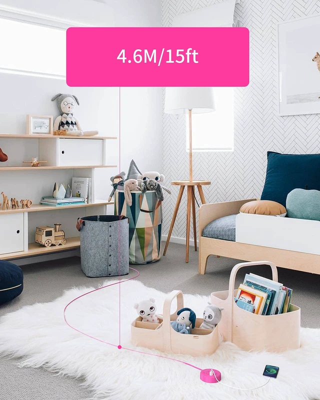 Alt view image 3 of 7 - 15 ft Extension Cord Power Strip with USB, Mountable Power Strip Flat Plug with 3 Outlet 2 USB, ETL Listed, Desktop Charging Station, Compact Size for Home Office Dorm Room Nightstand, Pink