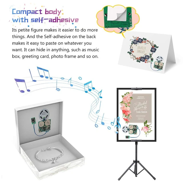 Alt view image 4 of 7 - Icstation Recordable Sound Module, 8M USB Programmable Sound Chip with Speaker, Push Button Activated Charging Sound Board for DIY Mother's Day Greeting Card, Creative Electronics Project