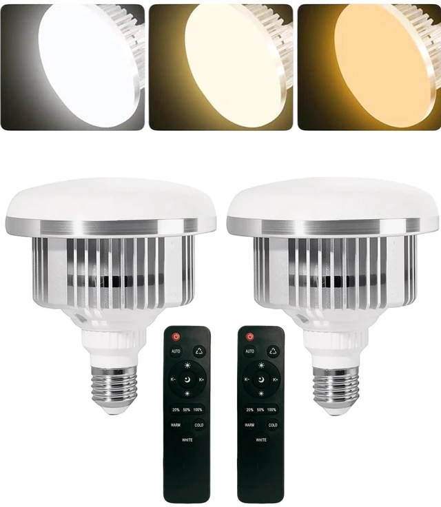 Main image of 2 Pack LED 85W 2700-6500K Photography Light Bulb E27 Base Adjust 3 Color White/Cool/Warm Light by Remote Control, Softbox LED Light Bulb Photo Video Studio Lighting Backstrop Stand