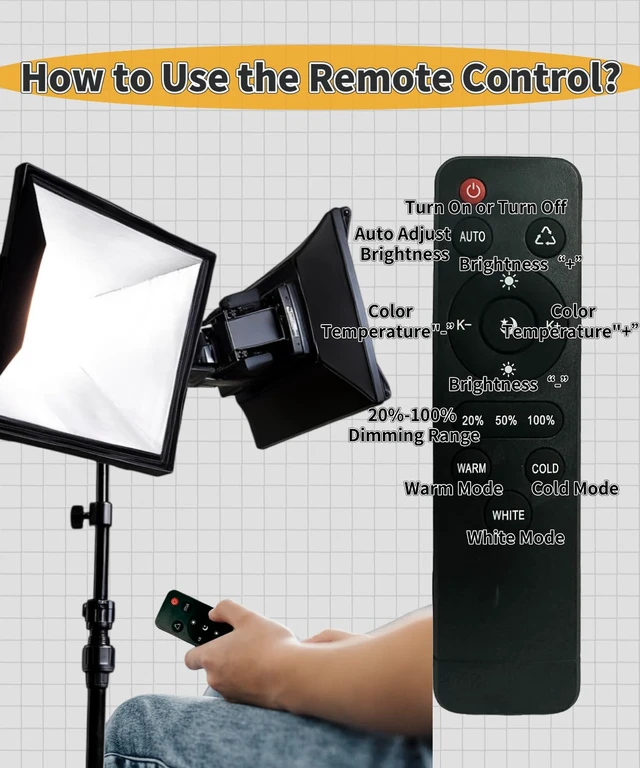 Alt view image 4 of 6 - 2 Pack LED 85W 2700-6500K Photography Light Bulb E27 Base Adjust 3 Color White/Cool/Warm Light by Remote Control, Softbox LED Light Bulb Photo Video Studio Lighting Backstrop Stand