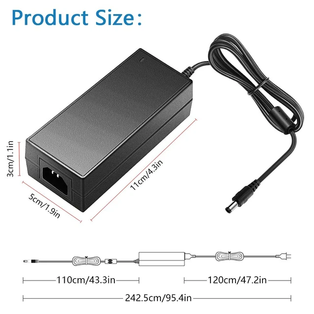 Alt view image 2 of 7 - 24V Power Supply Adapter 24 Volt 3A 72W AC DC Converter 100-240V 50/60hz to DC 24volt 3Amp 2A Transformer,5.5x2.5mm Plug,for 5050 LED Strip Light 3D Printer CCTV LCD Monitor,2Pack