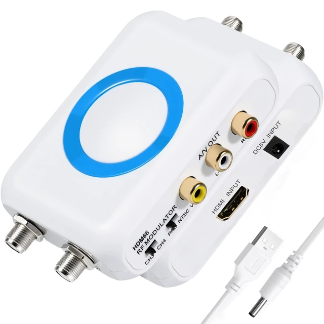 Main image of HDMI to RF Modulator, HDMI to Coax Adapter, HDMI to RCA Converter PAL/NTSC CH3/CH4 Switches, VHF AV Adapter, Fits Fire TV Stick Roku VHS VCR Player PS5 Xbox 360 Gaming Laptop HD Digital Video