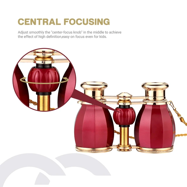 Alt view image 6 of 7 - Opera Glasses for Women, 4x30 Theater Binoculars with Chain, Red Compact Concert Binoculars with Multi-Coated Lenses, Center Focus, Carrying Case & Removable Chain