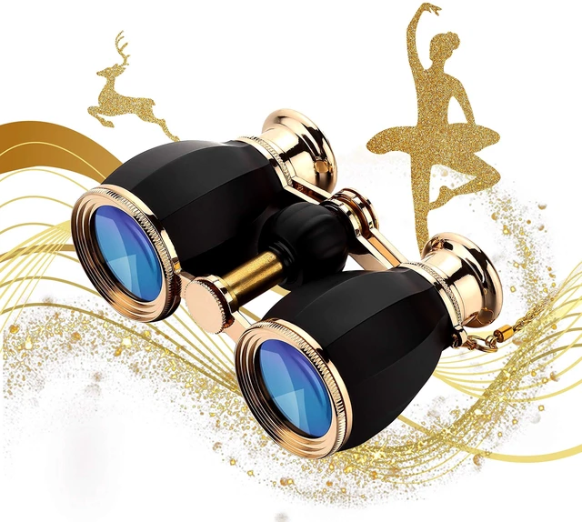 Main image of Opera Glasses for Women, 4x30 Theater Binoculars with Chain, Black Compact Concert Binoculars with Multi-Coated Lenses, Center Focus, Carrying Case & Removable Chain