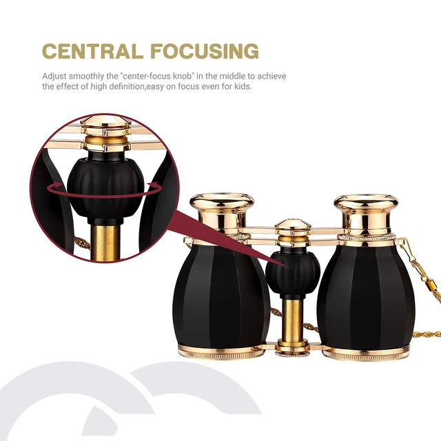 Alt view image 5 of 7 - Opera Glasses for Women, 4x30 Theater Binoculars with Chain, Black Compact Concert Binoculars with Multi-Coated Lenses, Center Focus, Carrying Case & Removable Chain