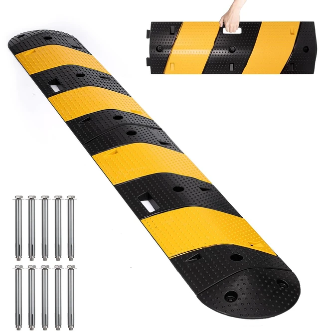 Main image of Rubber Speed Bump 6 Feet Rubber Driveway Modular Heavy Duty Speed 72.4 x 12 x 2.4 Inch Cable Protector Ramp for Garage Gravel Roads Asphalt Concrete, 6Ft-Speed Bump (1 pack ZD 6ft speed bump)