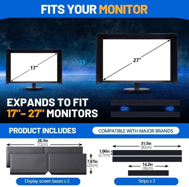 Alt view image 2 of 7 - 1 Set Monitor Hood Sunshade, Adjustable for 1727'' Monitor Monitor Shade Fits 1428" Wide, PVC Coating, Reduces Glare, Enhances Privacy, for Office, Photo Video Editing & Gaming