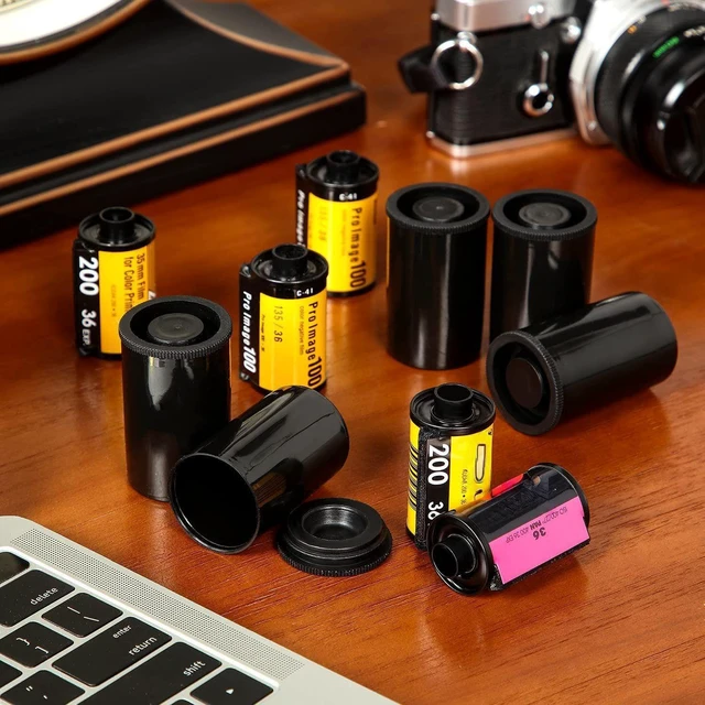 Alt view image 6 of 7 - 30 Pieces Plastic Film Canister Holder Containers, Black 35 mm Empty Camera Reel Containers, Storage Case with Lids for Storing Small Accessories, Film, Keys, Coins, Art Beads