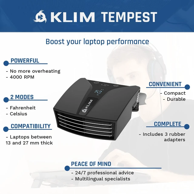 Alt view image 2 of 7 - Tempest Laptop Cooler with Vacuum Fan, Rapid Cooling, Temperature Detection Automatic or Manual Mode, Spins at 4000 RPM for Quiet Performance